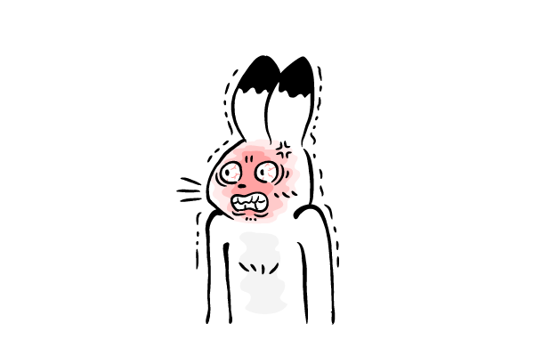 顔を赤くして激怒するウサギ