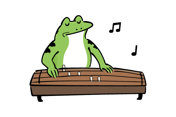 琴を演奏するカエル
