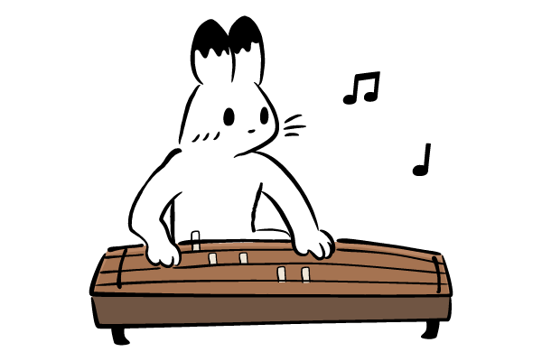 琴を演奏するウサギ