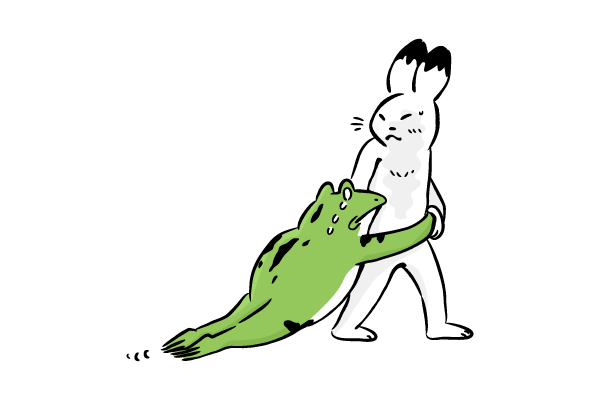 すがりつくカエル