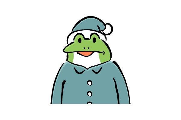 パジャマ姿のカエル