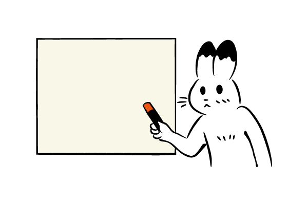 ホワイトボードのミーム　ウサギver