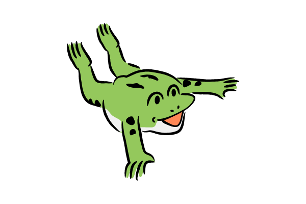 スカイなダイブをするカエル