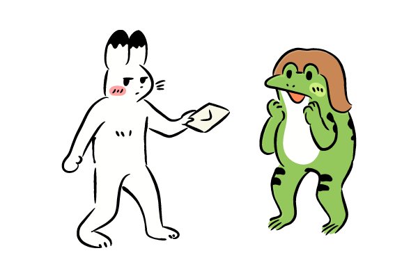 ラブレターを渡すウサギ