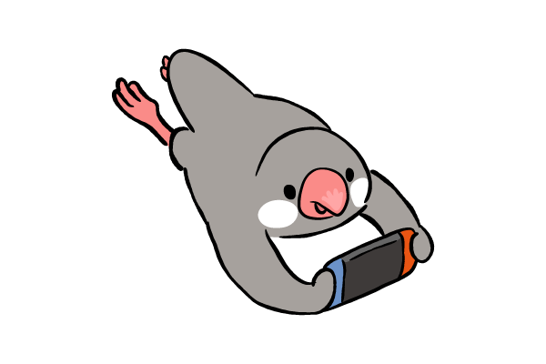 ゲーム機で遊ぶ文鳥