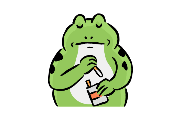 煙草を吸おうとするカエル