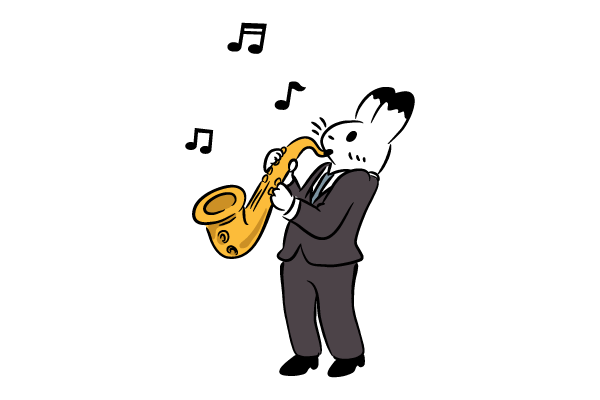 サックスを演奏するウサギ
