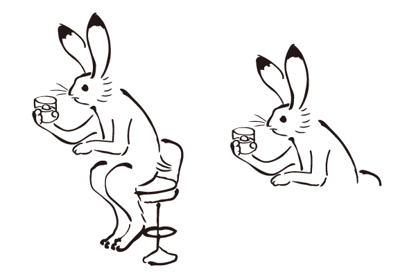 お酒を嗜むウサギのイラスト