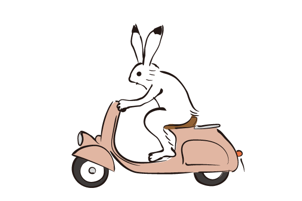 ベスパに乗るウサギ