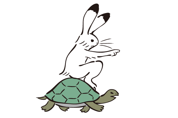 ウサギと亀 – ダ鳥獣戯画