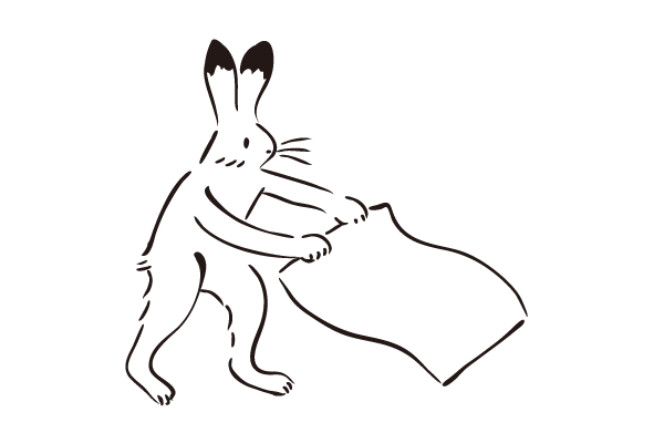 レジャーシートを敷くウサギのイラスト ダ鳥獣戯画