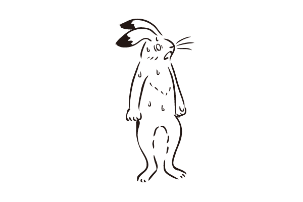 焦るウサギの立ちイラスト