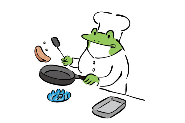 料理するカエル