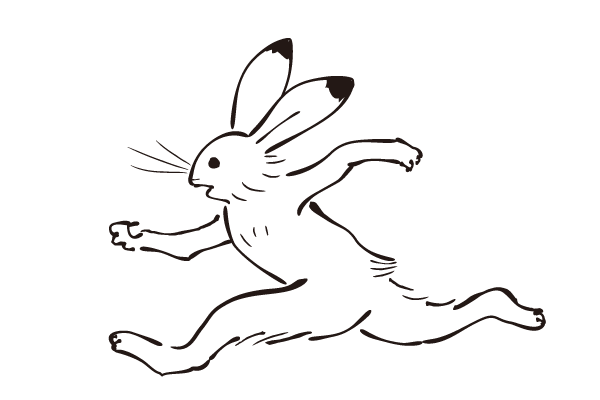 走るウサギのフリーイラスト ダ鳥獣戯画