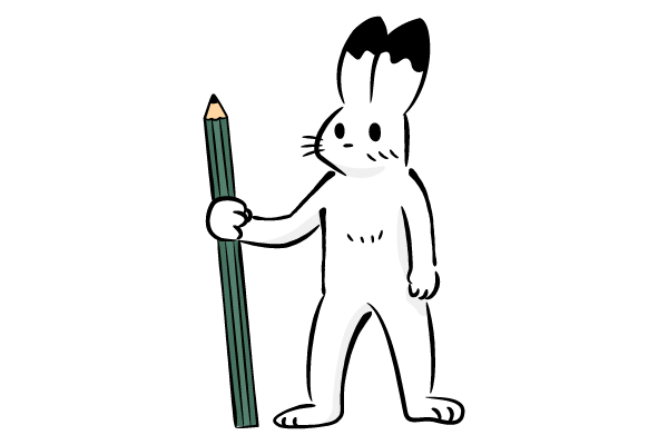 鉛筆を持つウサギ