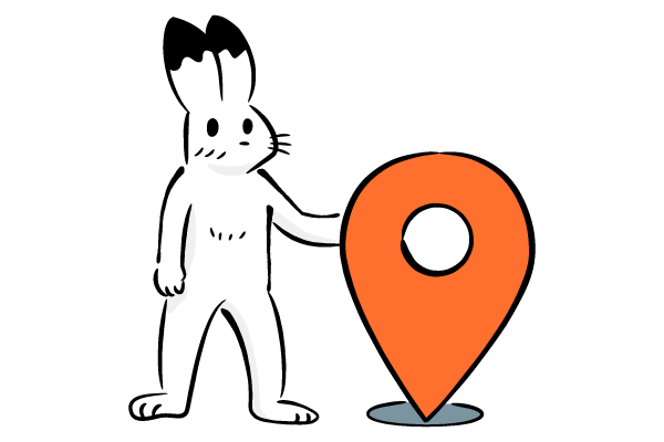 地図マーカーを持つウサギ