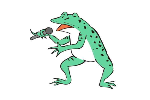 カラオケする蛙の鳥獣戯画